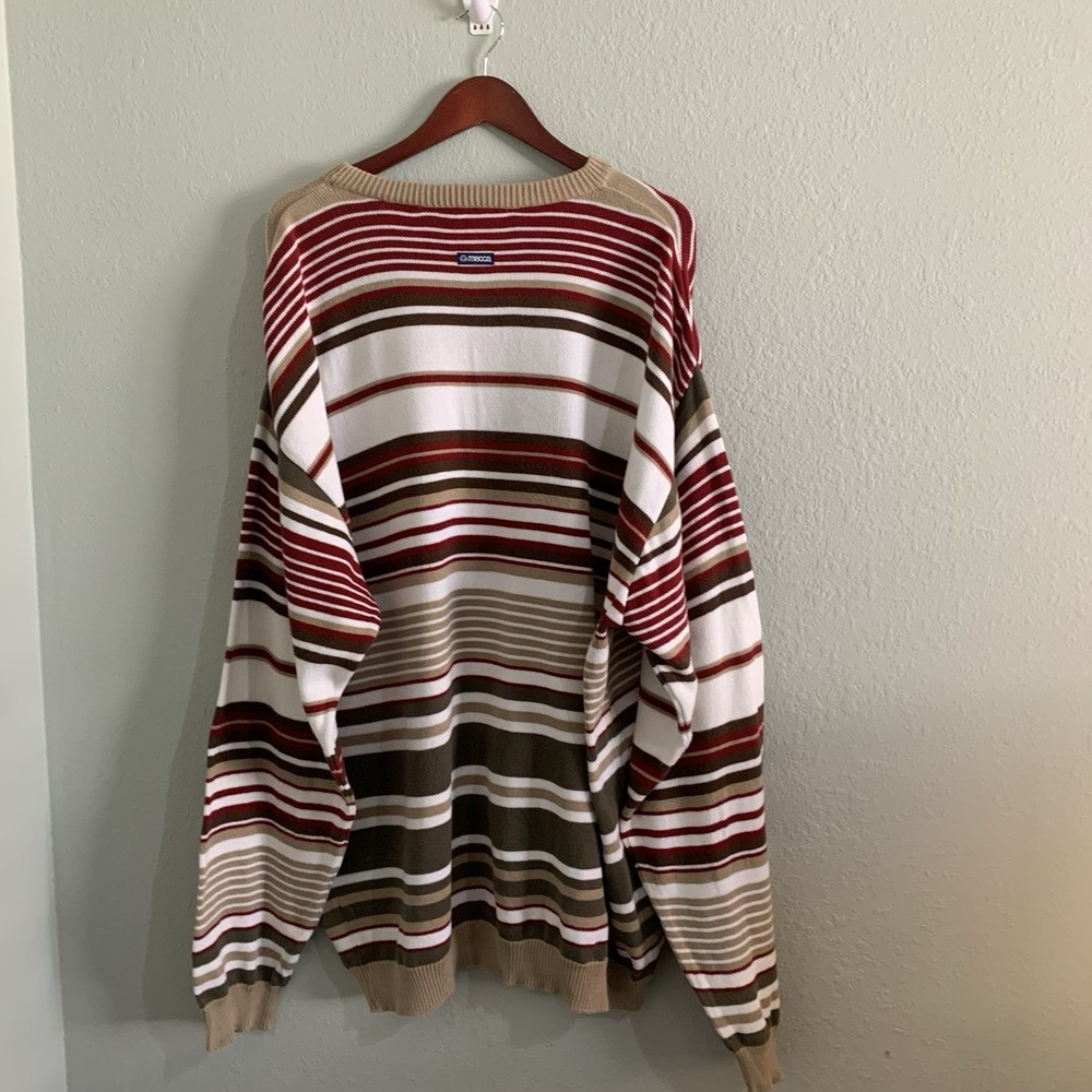 Vintage Mecca Sweater Mens 2XL Pullover White striped Hip Hop Y2K 90s 1990s - Picture 9 of 16